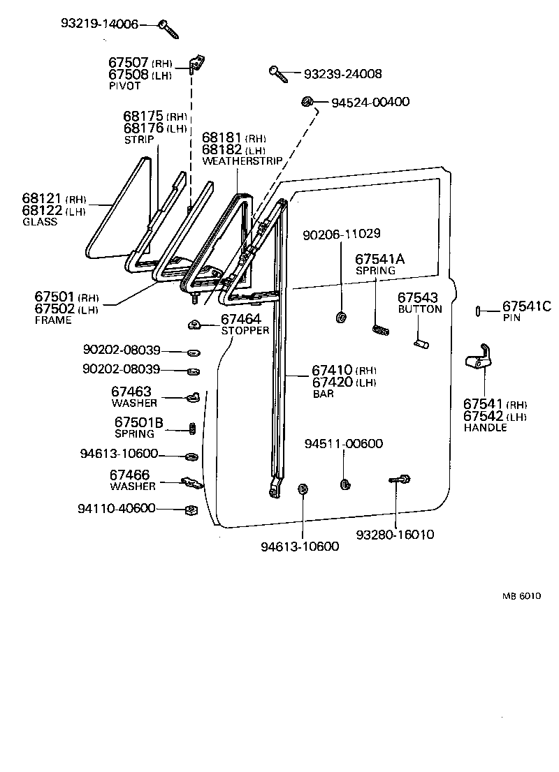 67464-90351 STOPPER, FRONT DOOR VENTILATING WINDOW OPENING product image