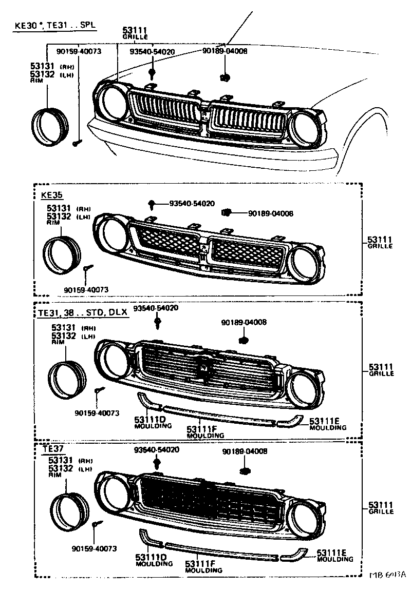 Toyota 53100-19015 GRILLE, RADIATOR