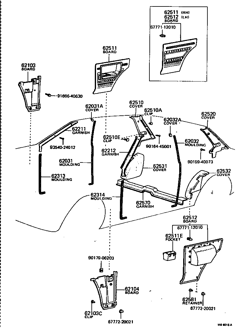 Toyota 62211-13010 GARNISH, FRONT PILLAR, RH