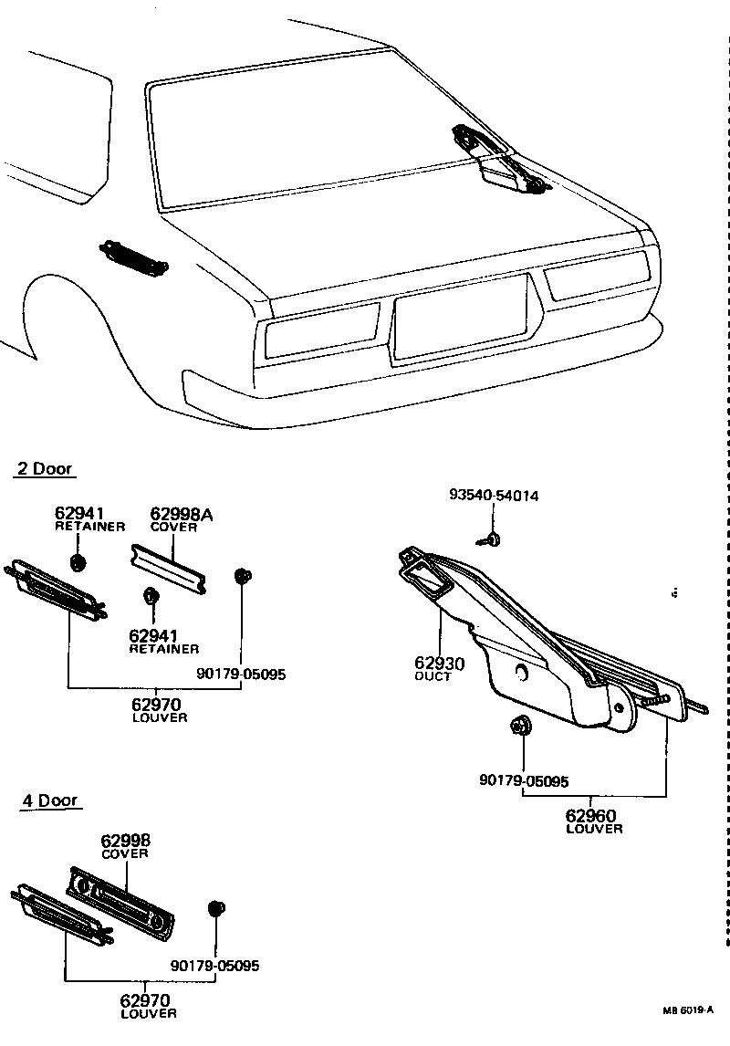 Toyota 62952-19166 LOUVER ASSY, ROOF SIDE VENT, LH