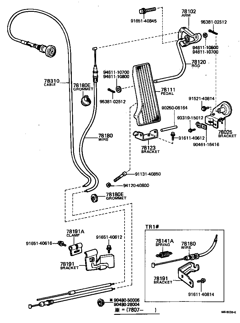 78108-87002 BRACKET, ACCELERATOR WIRE SUPPORT product image