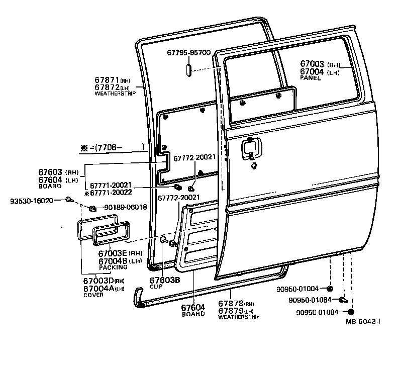 67003-95701 PANEL SUB-ASSY, REAR DOOR, RH product image