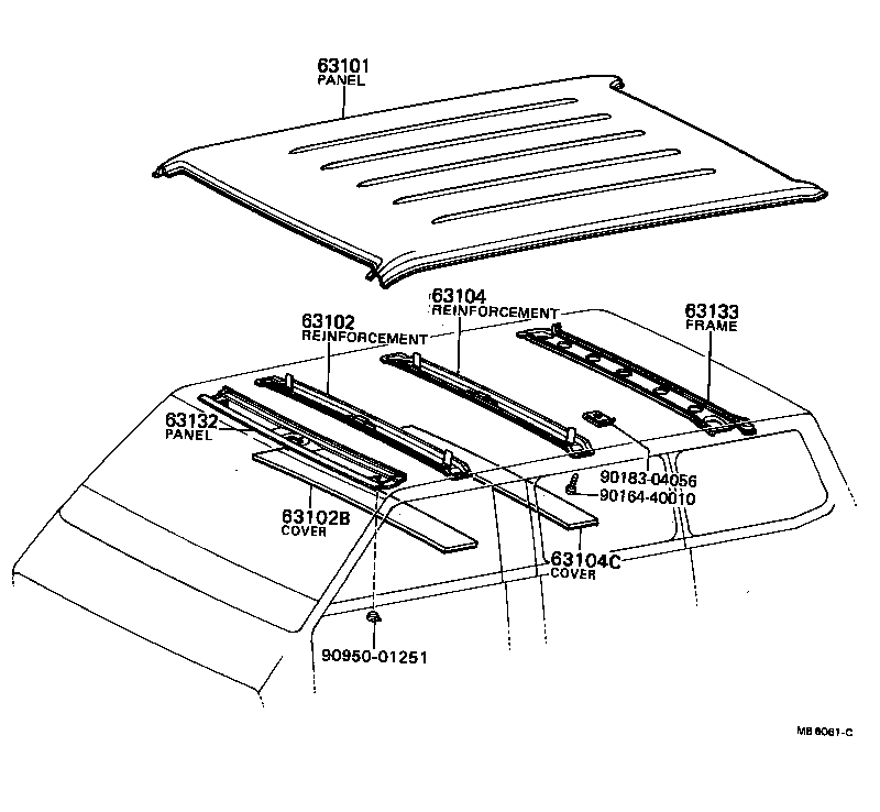 63142-87002 REINFORCEMENT SUB-ASSY, ROOF PANEL, REAR product image