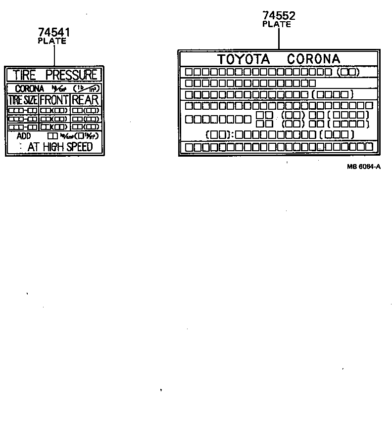 74541-20050 PLATE, TIRE PRESSURE CAUTION product image