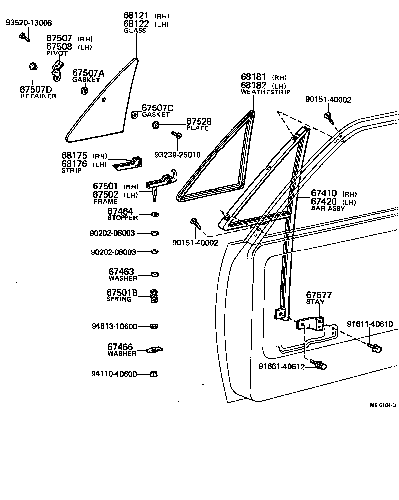 62735-89101 RETAINER, VENT WINDOW PIVOT, UPPER product image