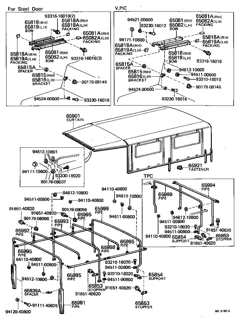 65801-60030 BOW SUB-ASSY, FRONT SIDE TOP, RH product image