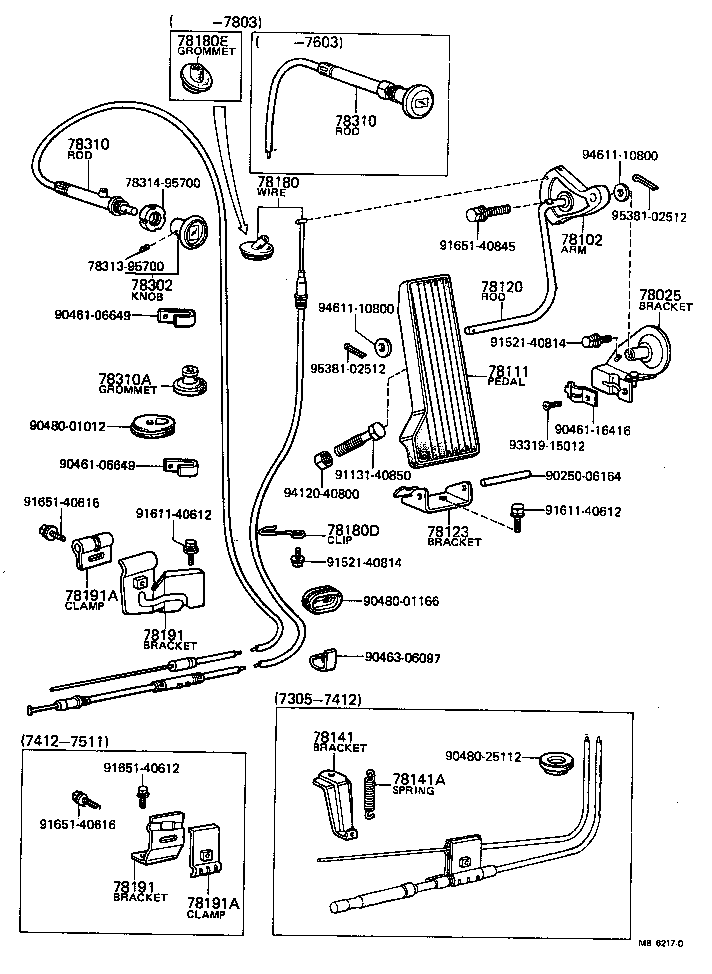 78191-95703 BRACKET, ACCELERATOR WIRE SUPPORT product image
