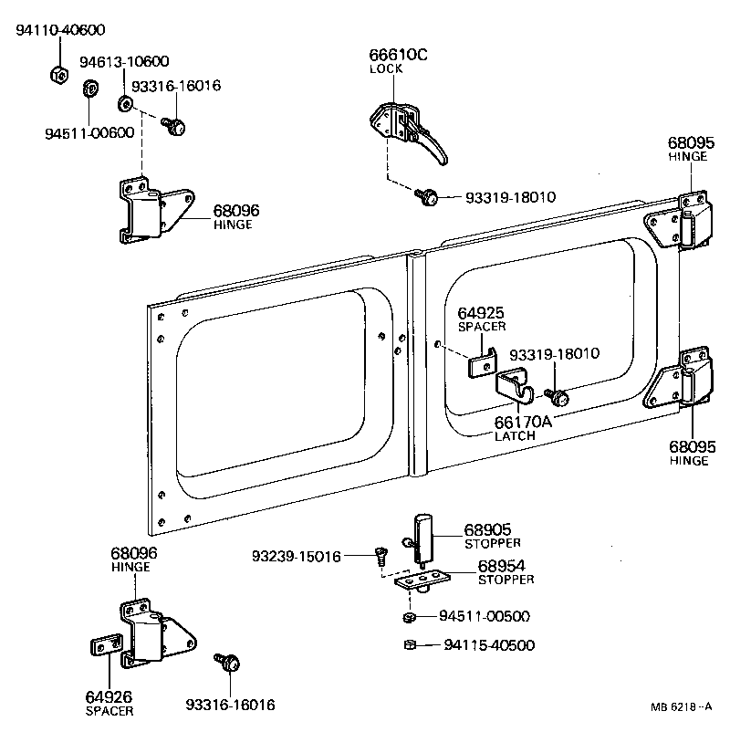 65610-90354 HINGE ASSY, BACK DOOR, RH product image