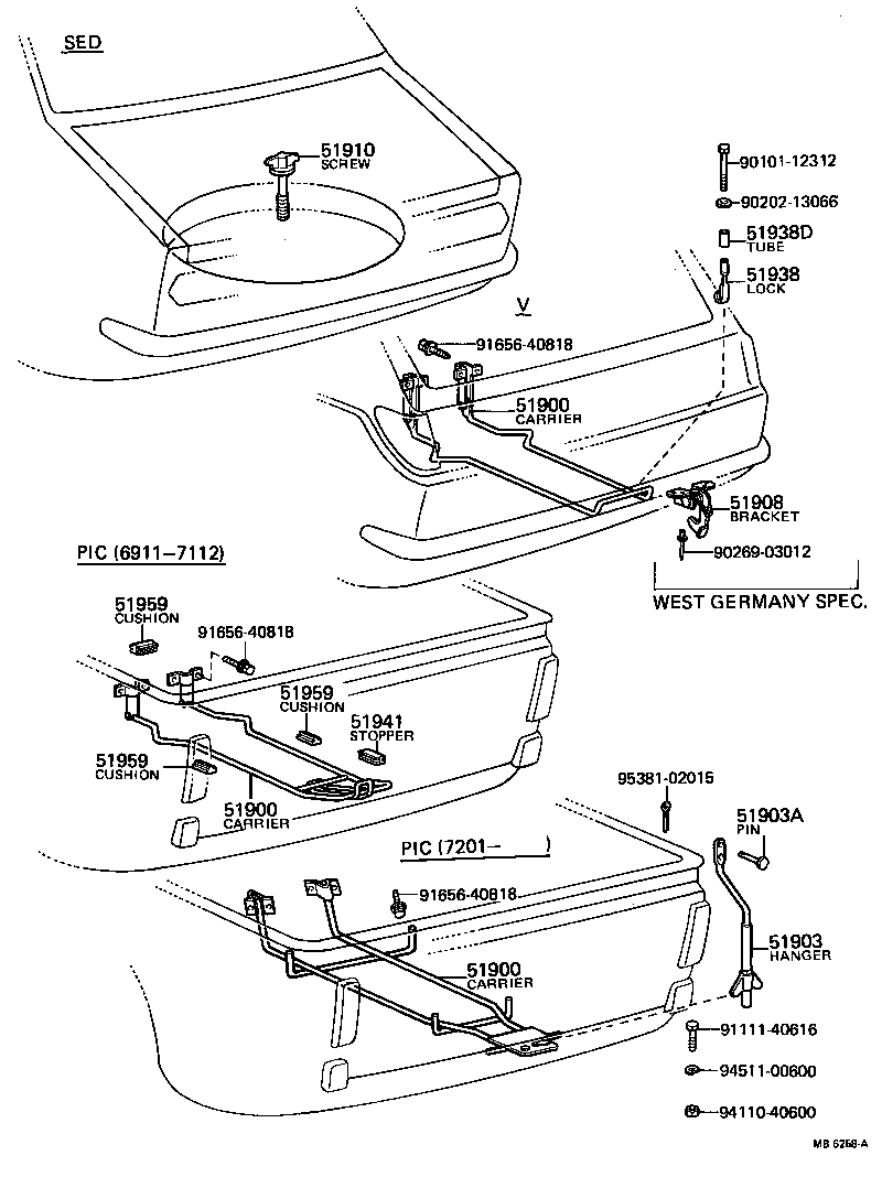 51938-13010 LOCK, SPARE WHEEL CARRIER product image