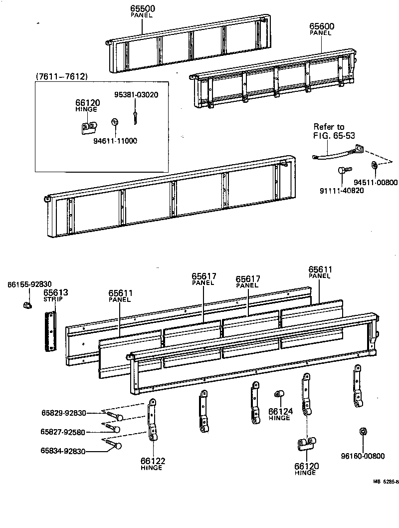 65613-92580 STRIP, SIDE GATE HINGE, INSIDE product image