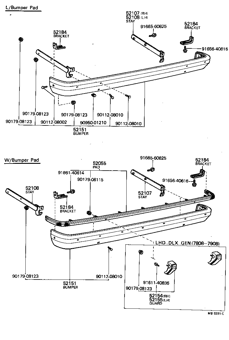 52055-29025 PAD SUB-ASSY, REAR BUMPER product image