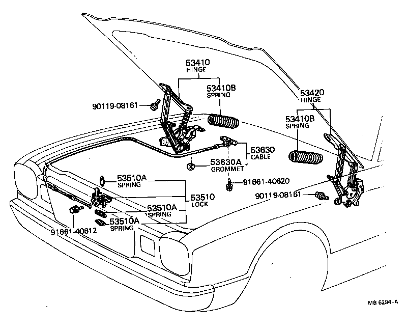 53630-22050 CABLE ASSY, HOOD LOCK CONTROL product image