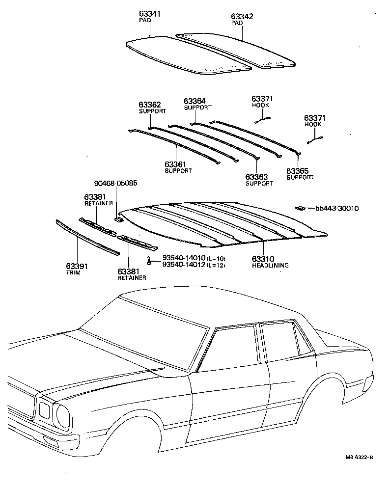 Toyota 63341-22050 PAD, ROOF SILENCER, NO.1