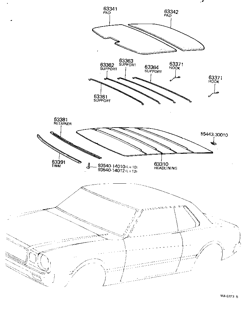 63362-22040 SUPPORT, ROOF HEADLINING, NO.5 product image