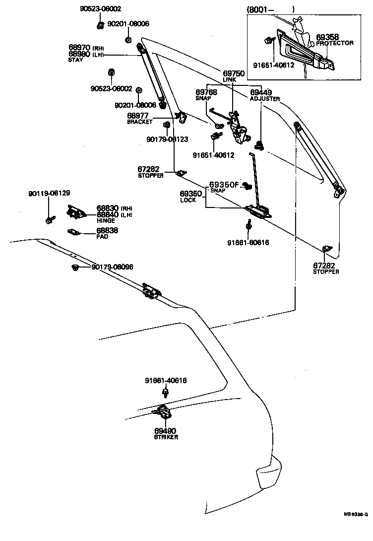 Toyota 68810-91604 HINGE ASSY, BACK DOOR, RH