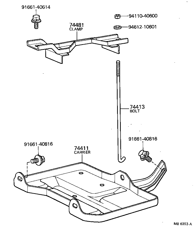Toyota 74404-22090 CLAMP, BATTERY HOLD DOWN