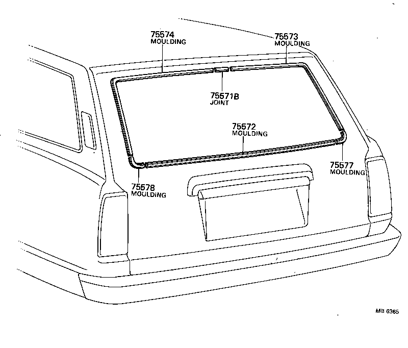 75581-22020 MOULDING, BACK WINDOW CORNER, UPPER RH product image
