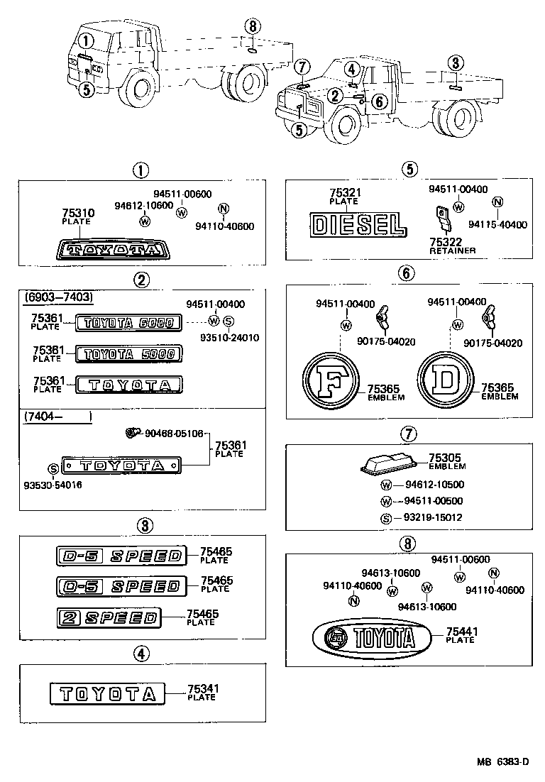 75310-95211 PLATE, RADIATOR GRILLE OR FRONT PANEL NAME product image