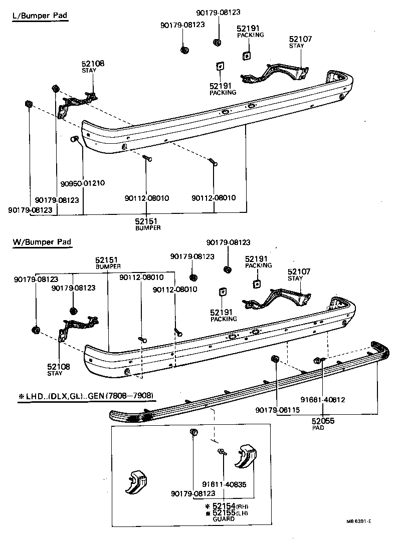 52055-29025 PAD SUB-ASSY, REAR BUMPER product image