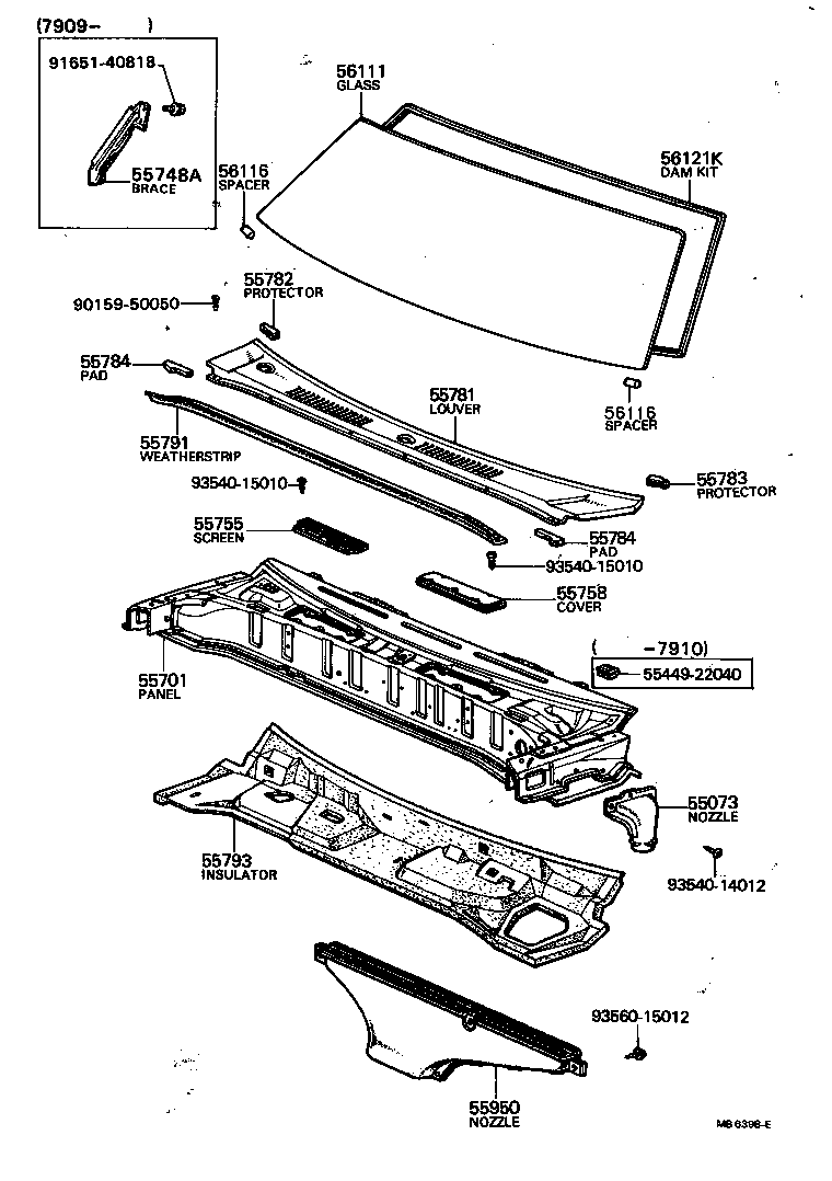 53383-22010 WEATHERSTRIP, HOOD TO COWL TOP product image