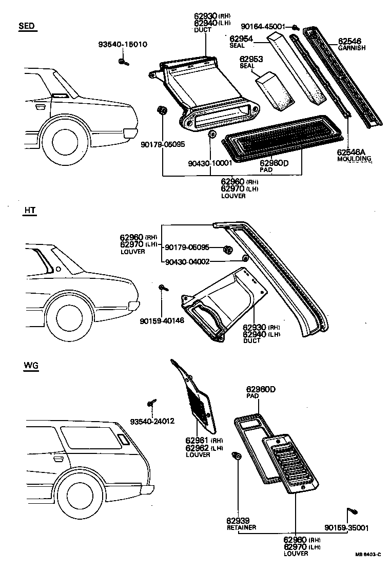 62952-29095 LOUVER ASSY, ROOF SIDE VENT, LH product image