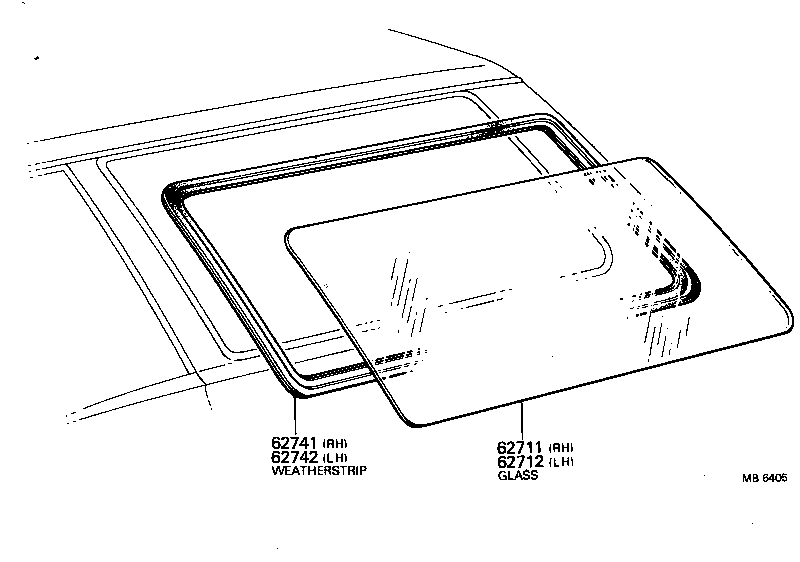 62071-95800 GLASS, QUARTER WINDOW, RH product image