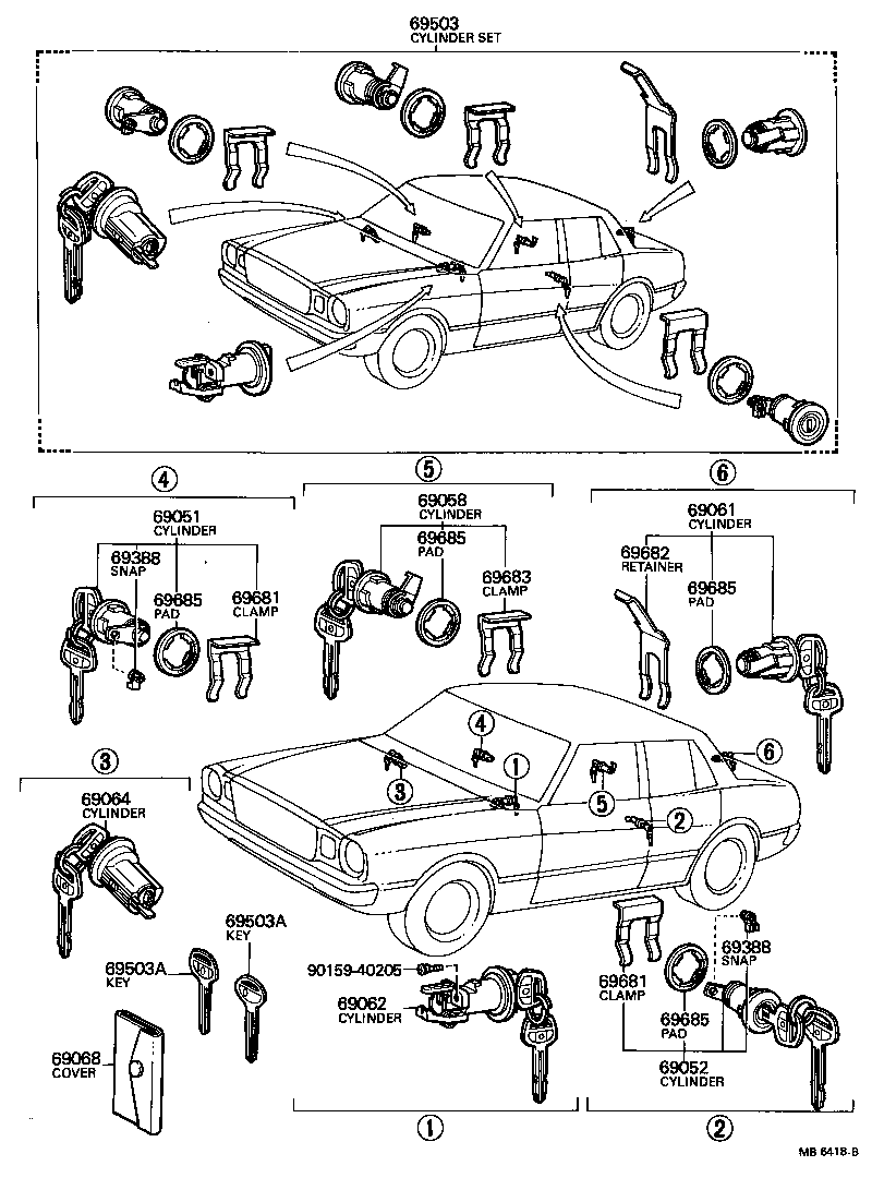 69005-29187 CYLINDER SET, LOCK product image