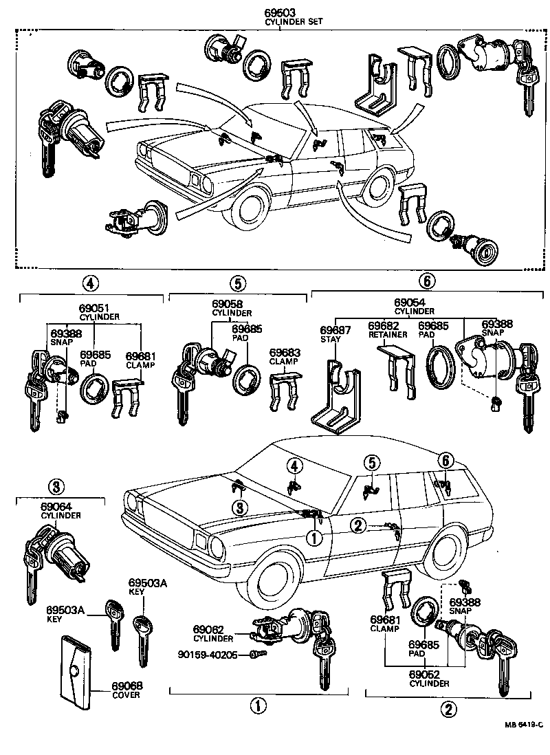 69005-29187 CYLINDER SET, LOCK product image