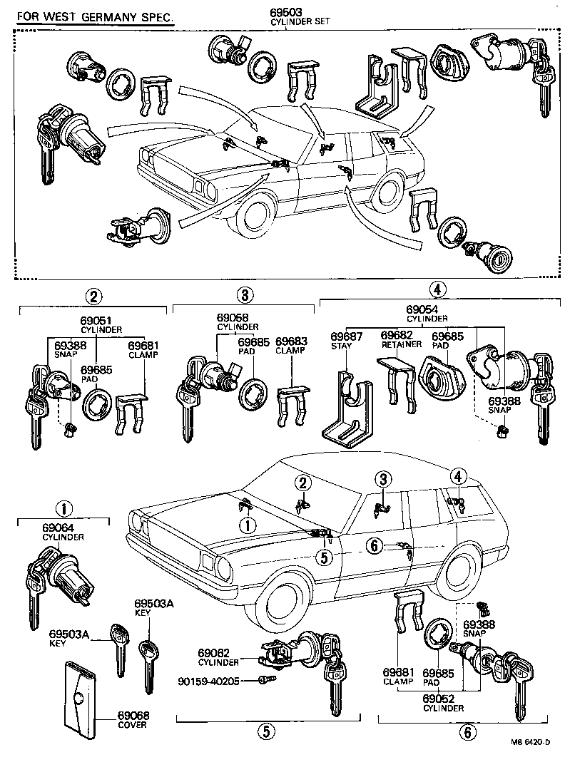 69005-29187 CYLINDER SET, LOCK product image