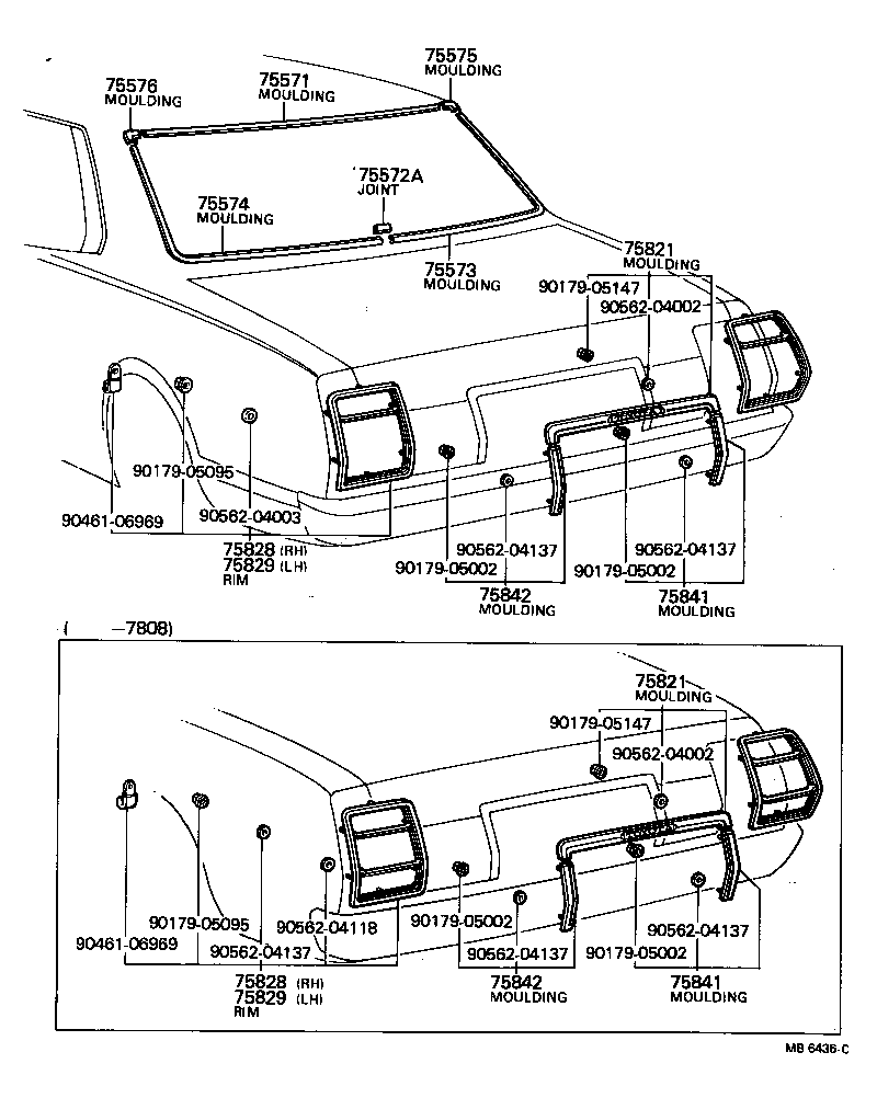 75581-22020 MOULDING, BACK WINDOW CORNER, UPPER RH product image