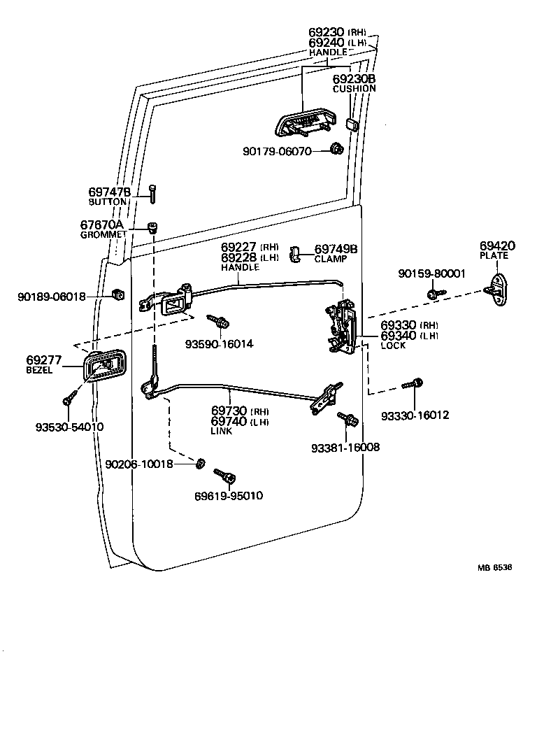 69320-95014 LOCK ASSY, REAR DOOR, LH product image