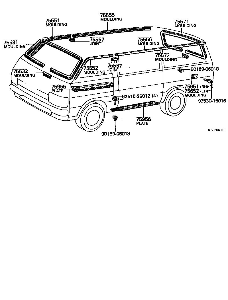 75554-90701 MOULDING, ROOF DRIP SIDE FINISH, REAR LH product image