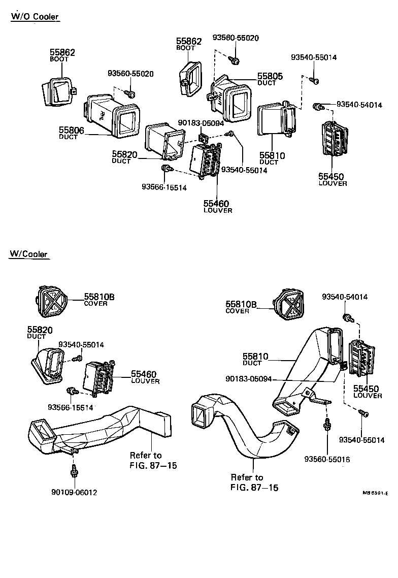 55841-12010 DUCT SUB-ASSY, SIDE VENTILATOR, NO.2 RH product image