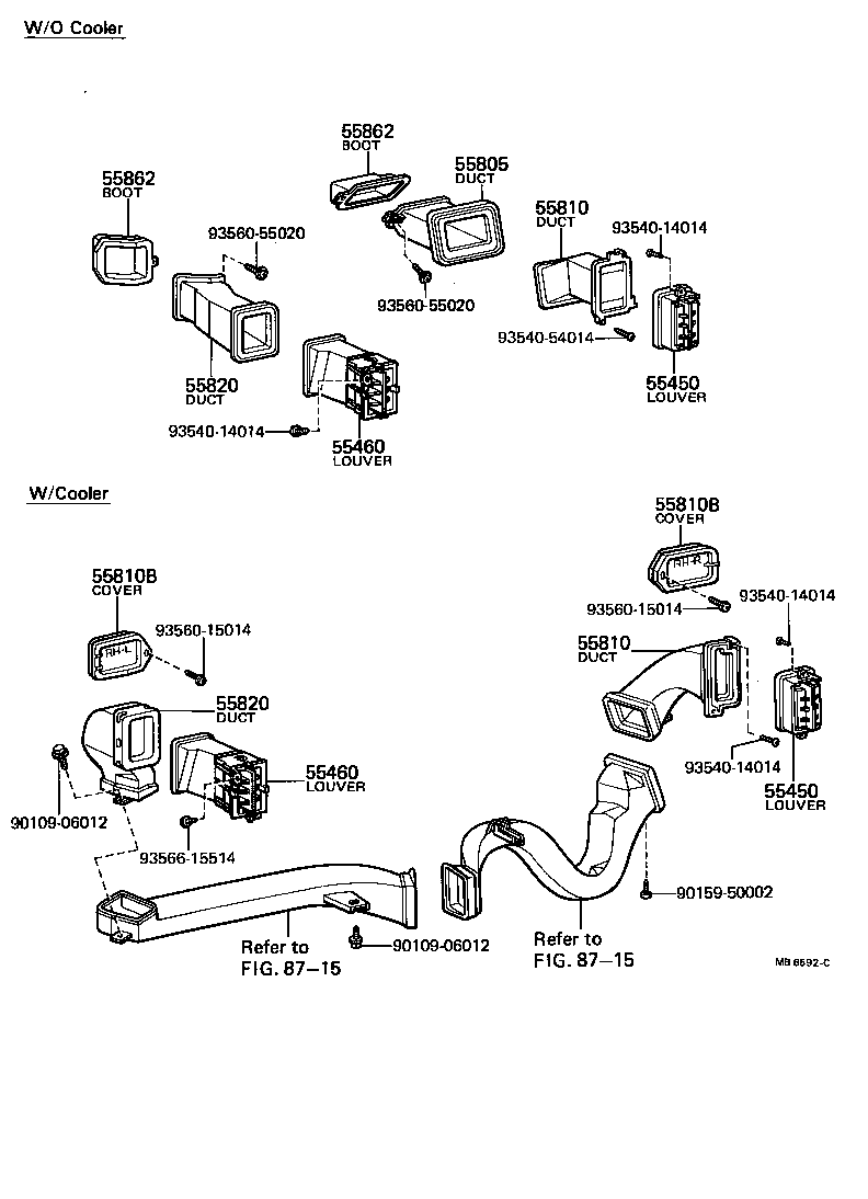 55841-12010 DUCT SUB-ASSY, SIDE VENTILATOR, NO.2 RH product image