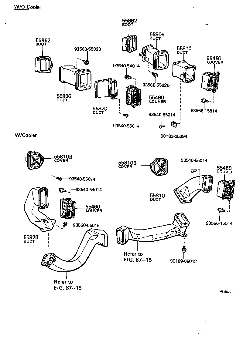 55841-12010 DUCT SUB-ASSY, SIDE VENTILATOR, NO.2 RH product image