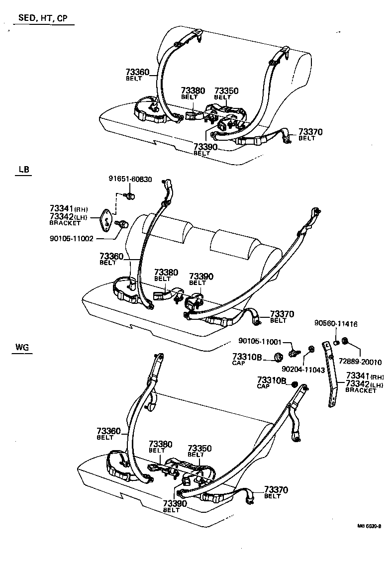 73210-12030 BELT ASSY, FRONT SEAT OUTER, RH product image