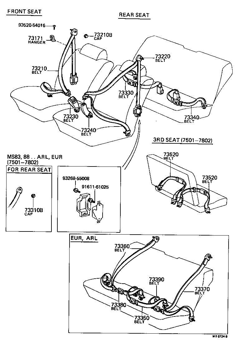 73230-30031 BELT ASSY, FRONT SEAT INNER, RH product image