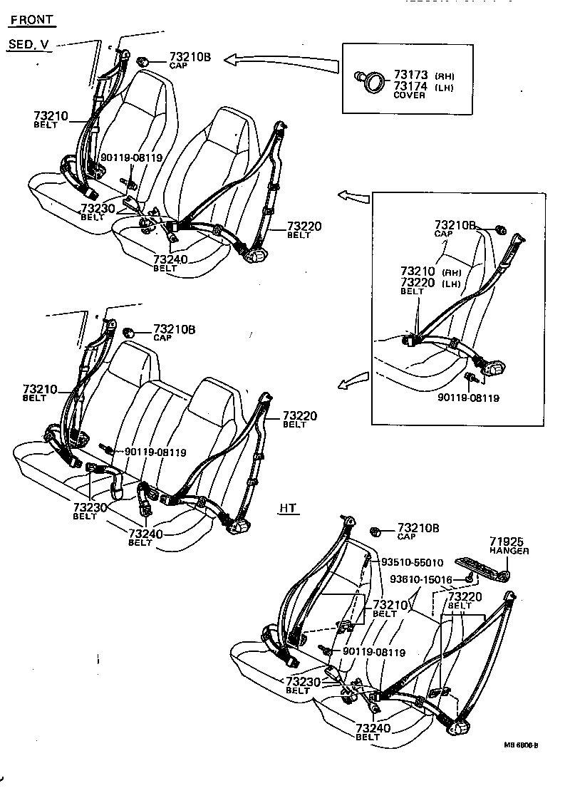 71083-20010 BELT ASSY, FRONT SEAT INNER, RH product image