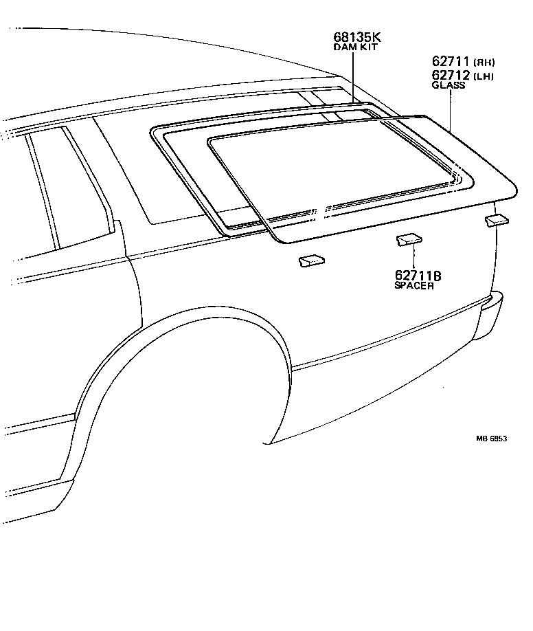 62711-91702 GLASS, QUARTER WINDOW, RH product image