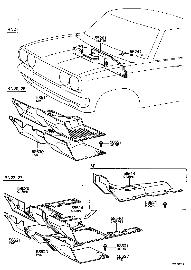 58621-89101 PAD, FLOOR SILENCER, FRONT RH product image