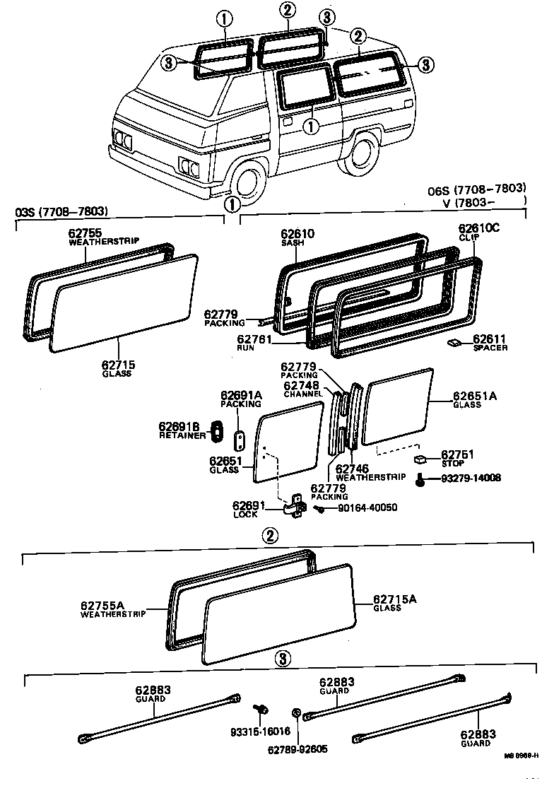 62732-95A05 GLASS, SIDE WINDOW, NO.2(FOR FIXED TYPE) product image