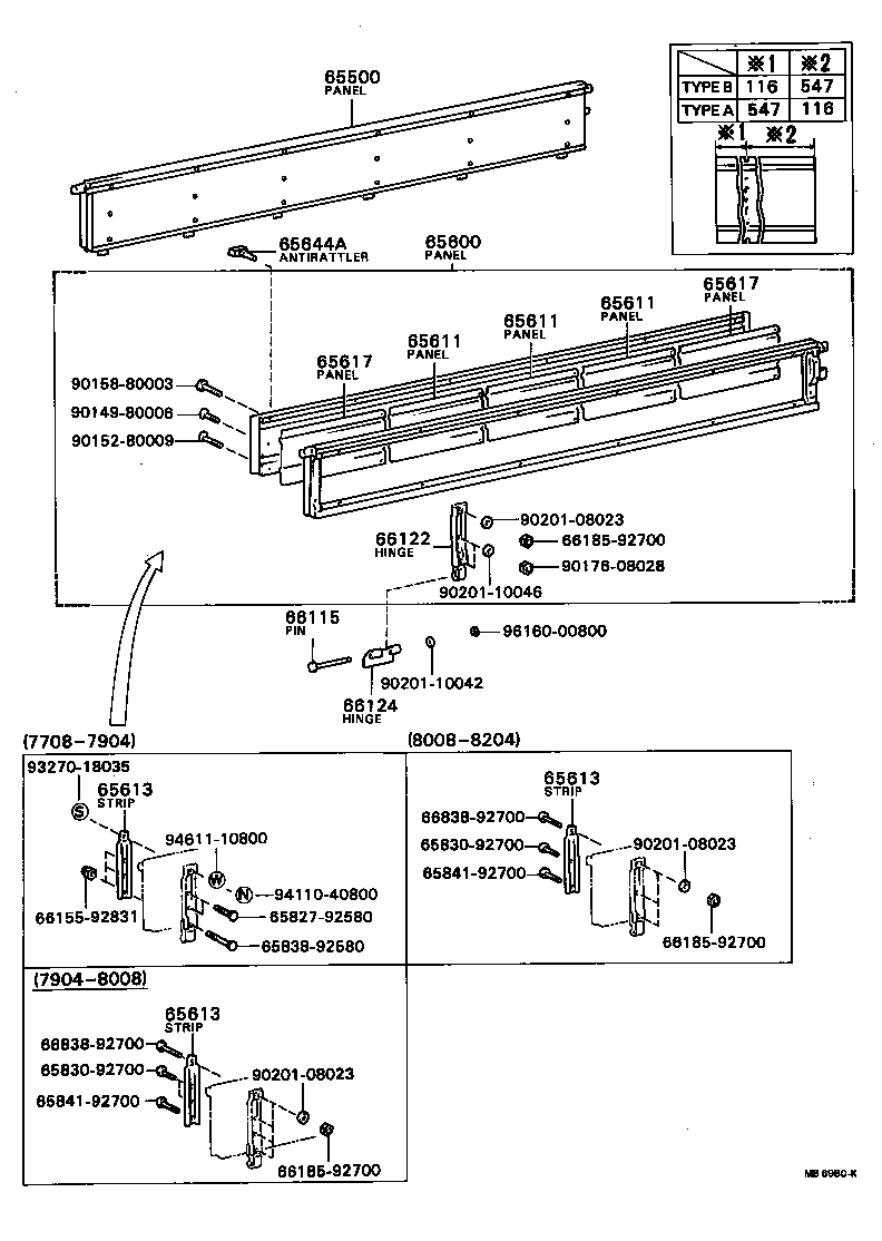 65641-92740 STRIP, SIDE GATE HINGE, INSIDE product image