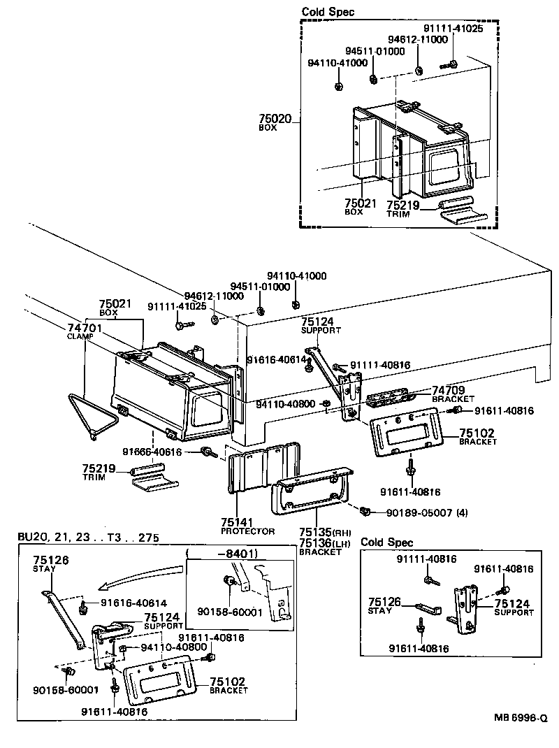 74708-96306 BRACKET, COMBINATION REAR LAMP, LH product image