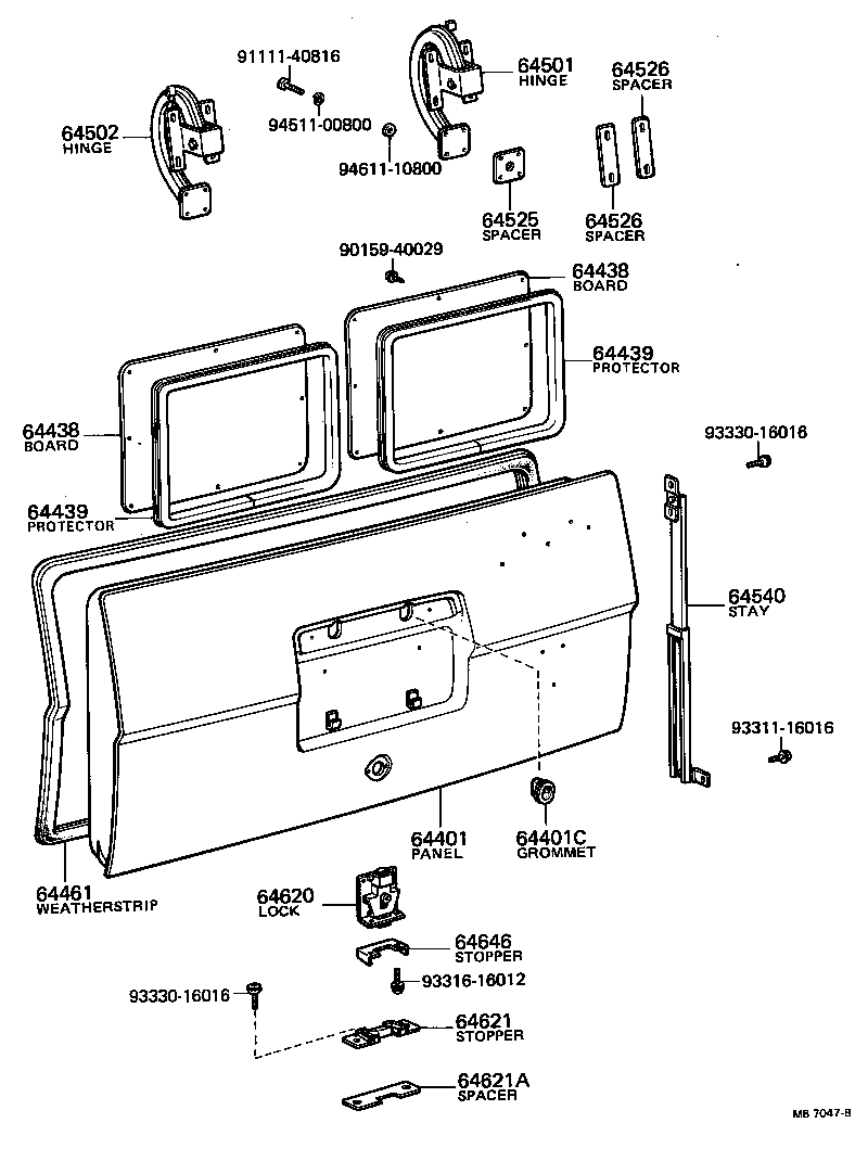 64520-90500 HINGE SUB-ASSY, LUGGAGE COMPARTMENT DOOR, LH product image