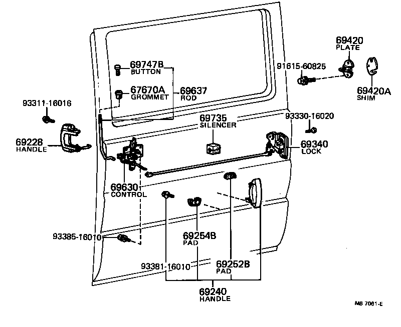 69740-95A06 HANDLE, REAR DOOR INSIDE, LH product image