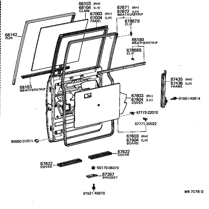 68113-95401 GLASS SUB-ASSY, REAR DOOR, RH product image