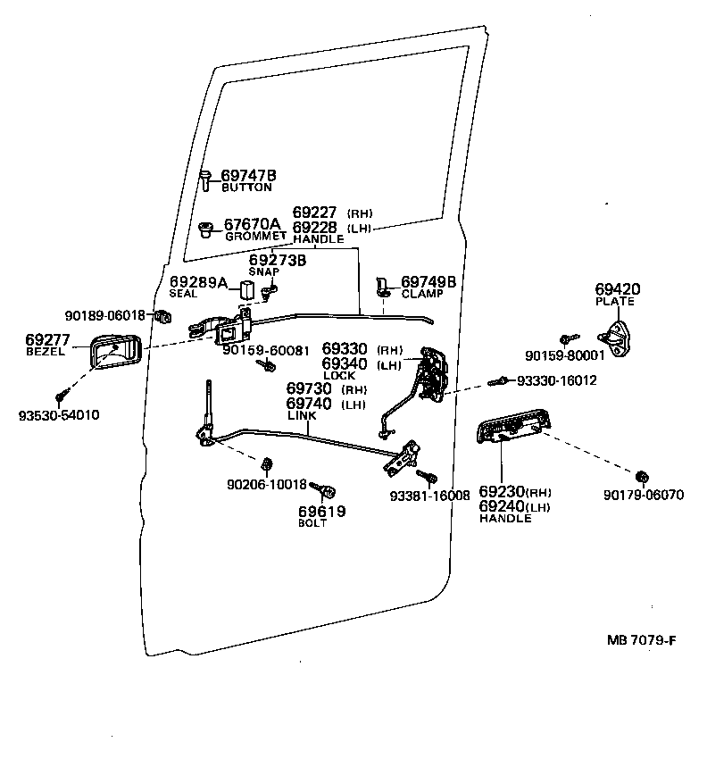 69740-95A06 HANDLE, REAR DOOR INSIDE, LH product image