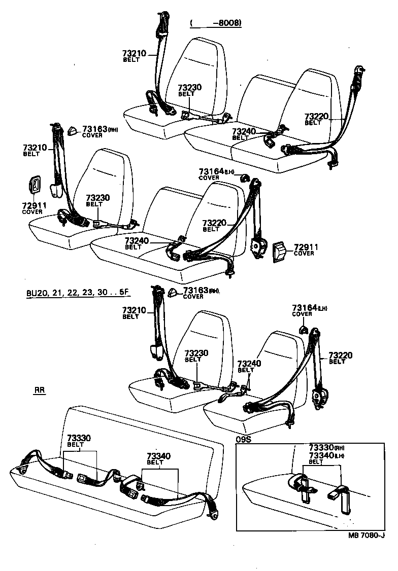 71830-95405 BELT ASSY, FRONT SEAT INNER, RH product image