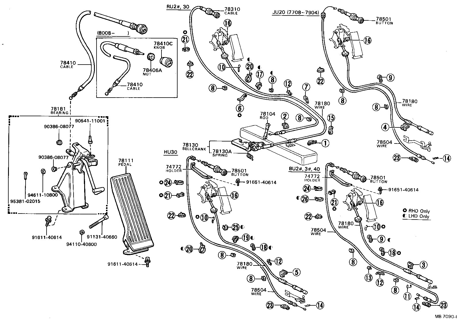 78184-95401 BRACKET, ACCELERATOR CONTROL CABLE product image