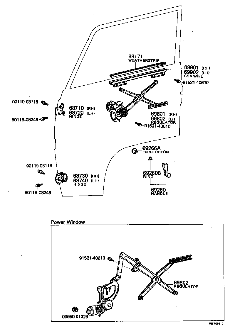 69809-95400 REGULATOR SUB-ASSY, FRONT DOOR WINDOW, LH product image